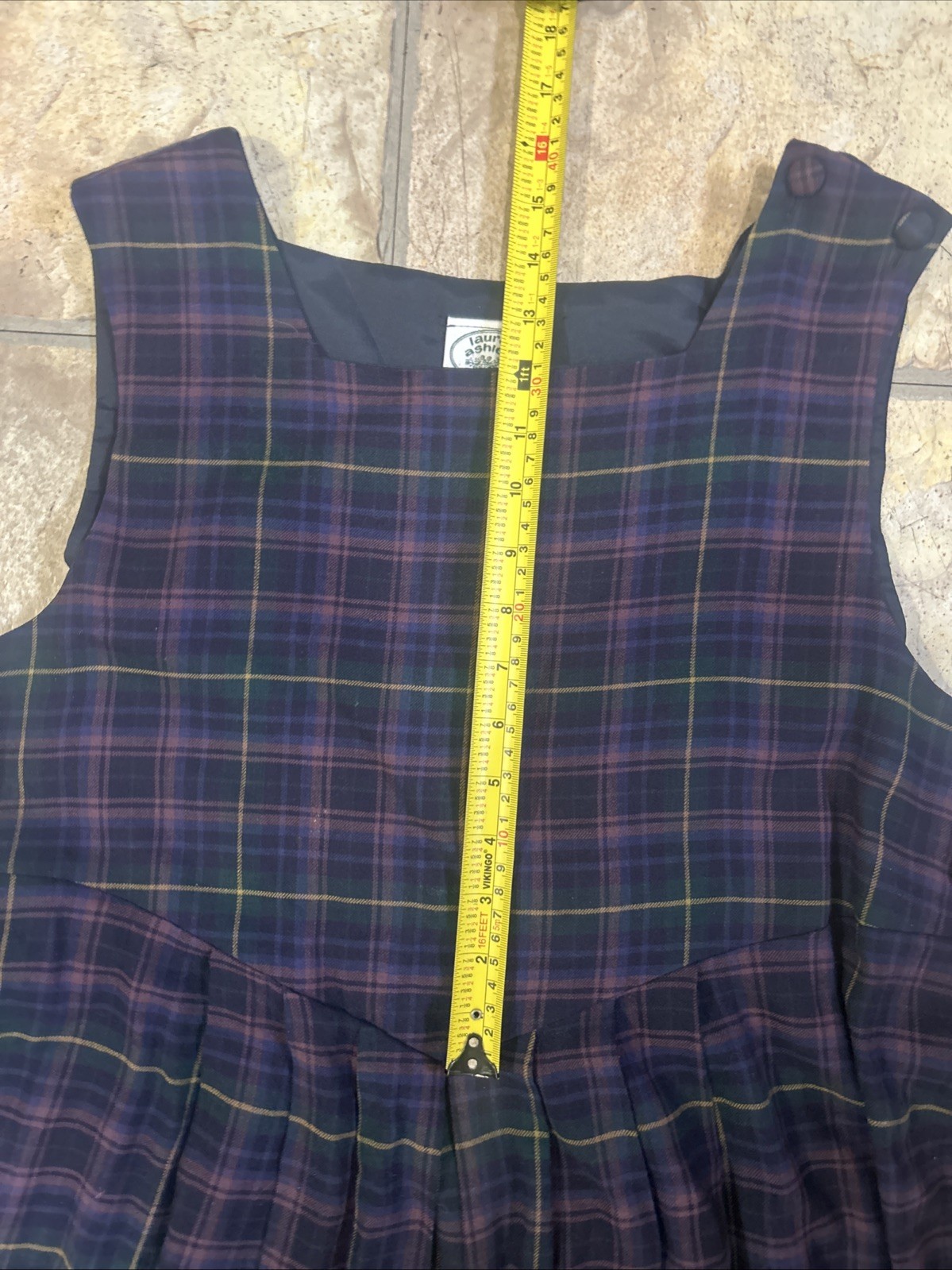 Vintage 80&rsquo;s Plaid Laura Ashley Pinafore Jumper Dress Size 12 US/ 14 UK Mom