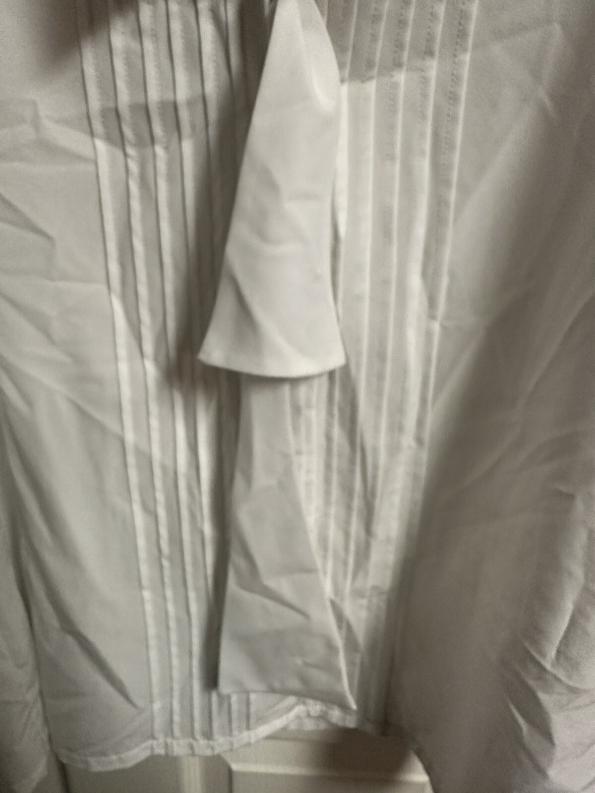 Vintage Judy Bond White Button-Up Blouse with Trim Collar Bow Xl 16 Tuxedo