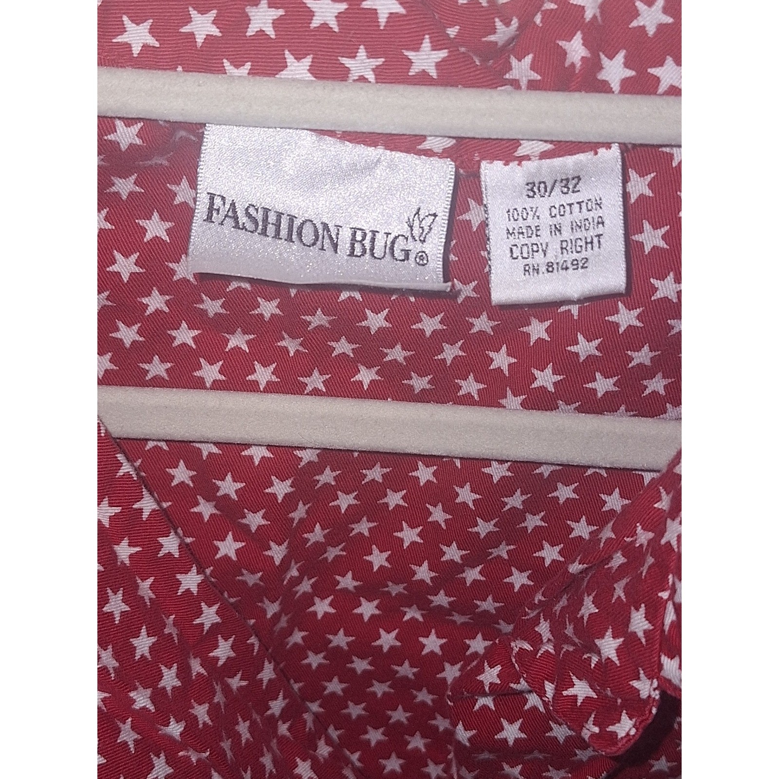 Vintage Fashion Bug Sleeveless Button Up Stars 4th July Size 30/32 Blouse Top