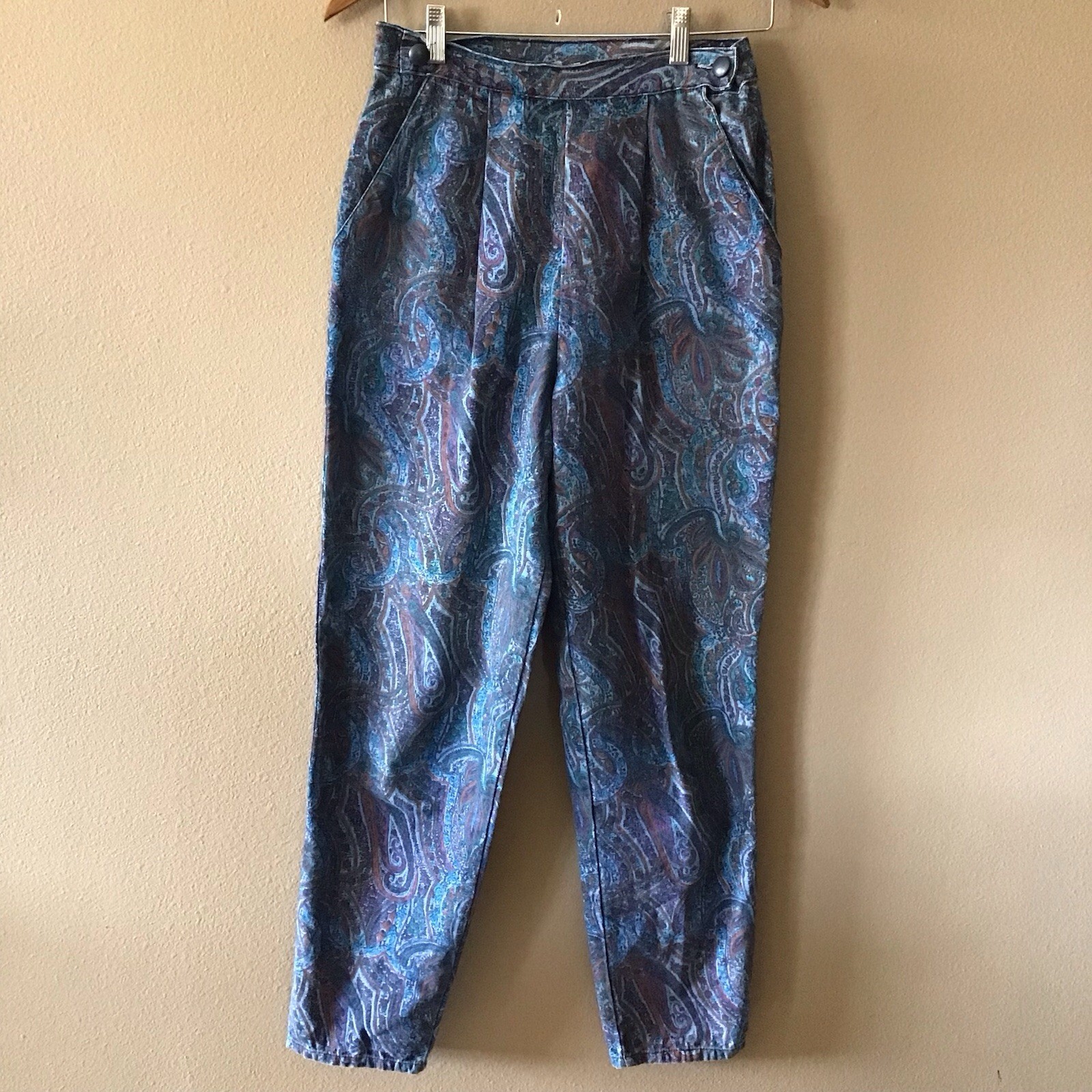 Vintage Y2K Cherokee Denim Trousers Womens S Paisley Tapered High Rise (S)
