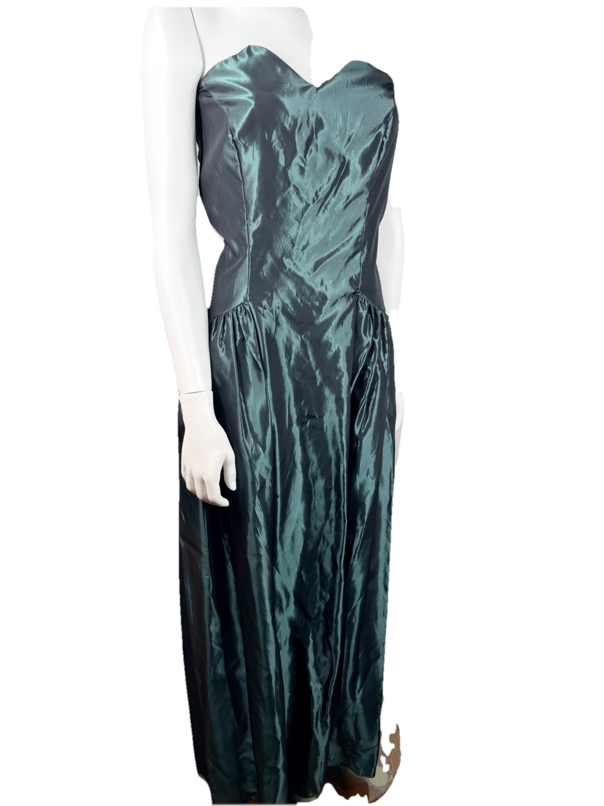 Vintage House of Bianchi taffeta Teal Strapless Prom Dress 80s size 14 L teal