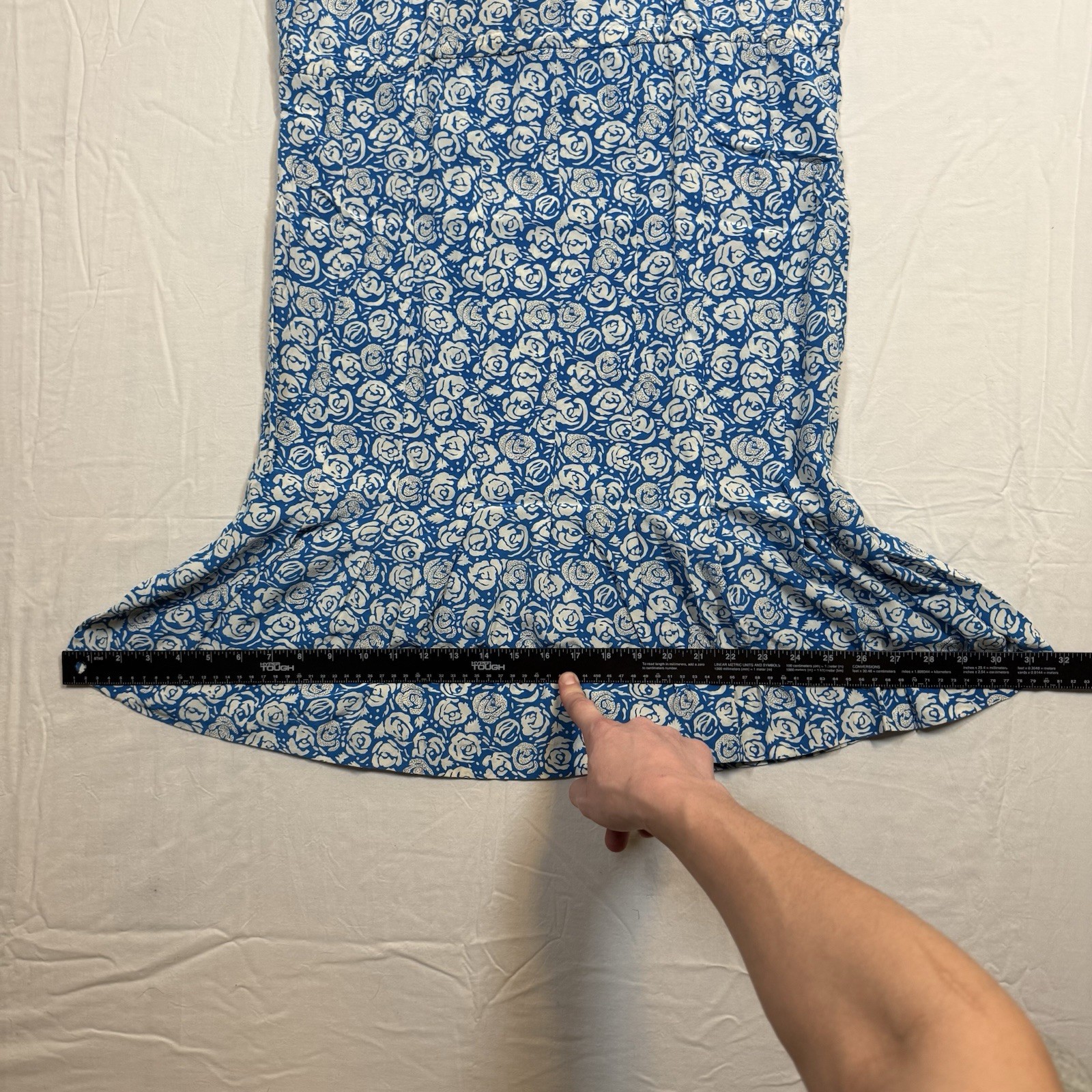 Blue Floral Rose 100% Silk Dress Vintage Petite 1980s Silk Studio Petites 10P