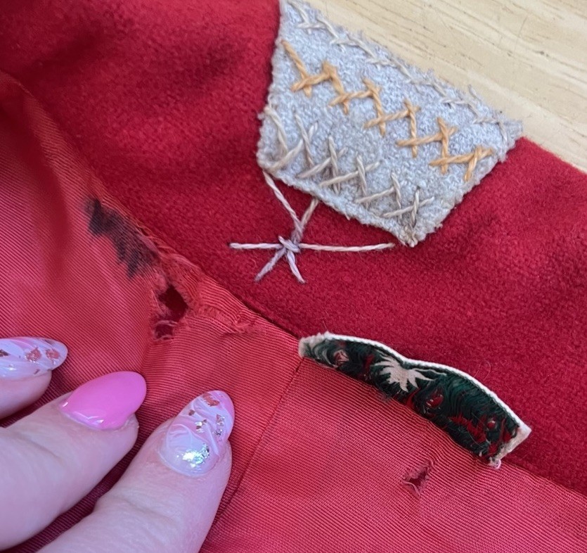 Vtg LOPEZ 1940s Mexican Wool Embroidered Tourist Jacket Bright Red-Sz XS EUC!