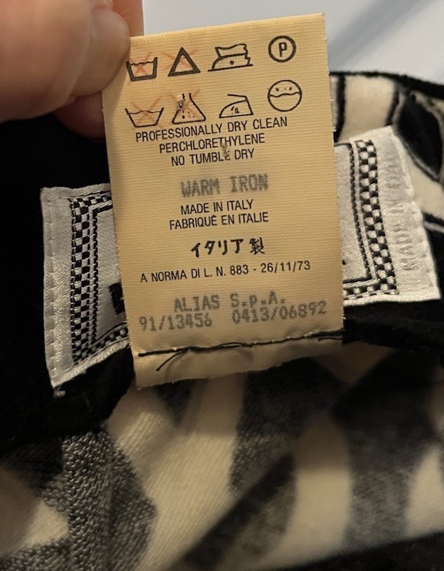 Vintage VERSACE Black & White Patterned Velvet Skirt, Made In Italy, Size 46