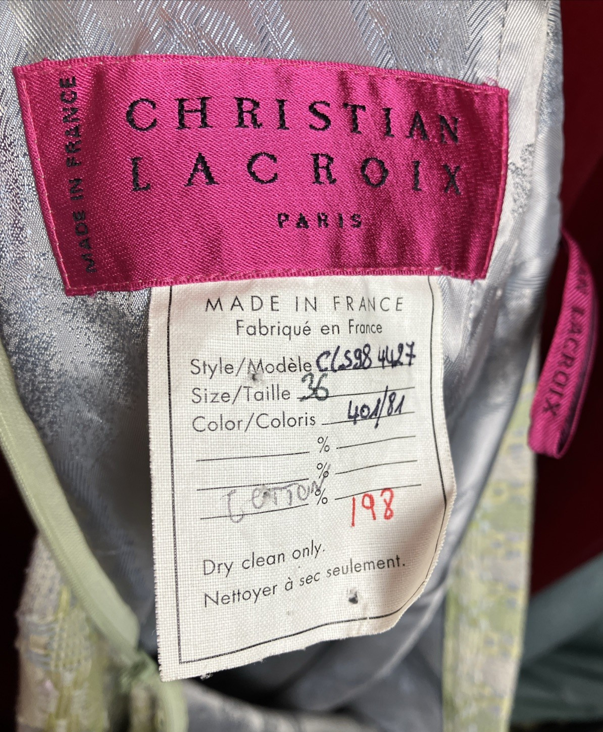 36 Vintage 1990s Christian Lacroix Embroidered Tweed Skirt Suit Point Collar