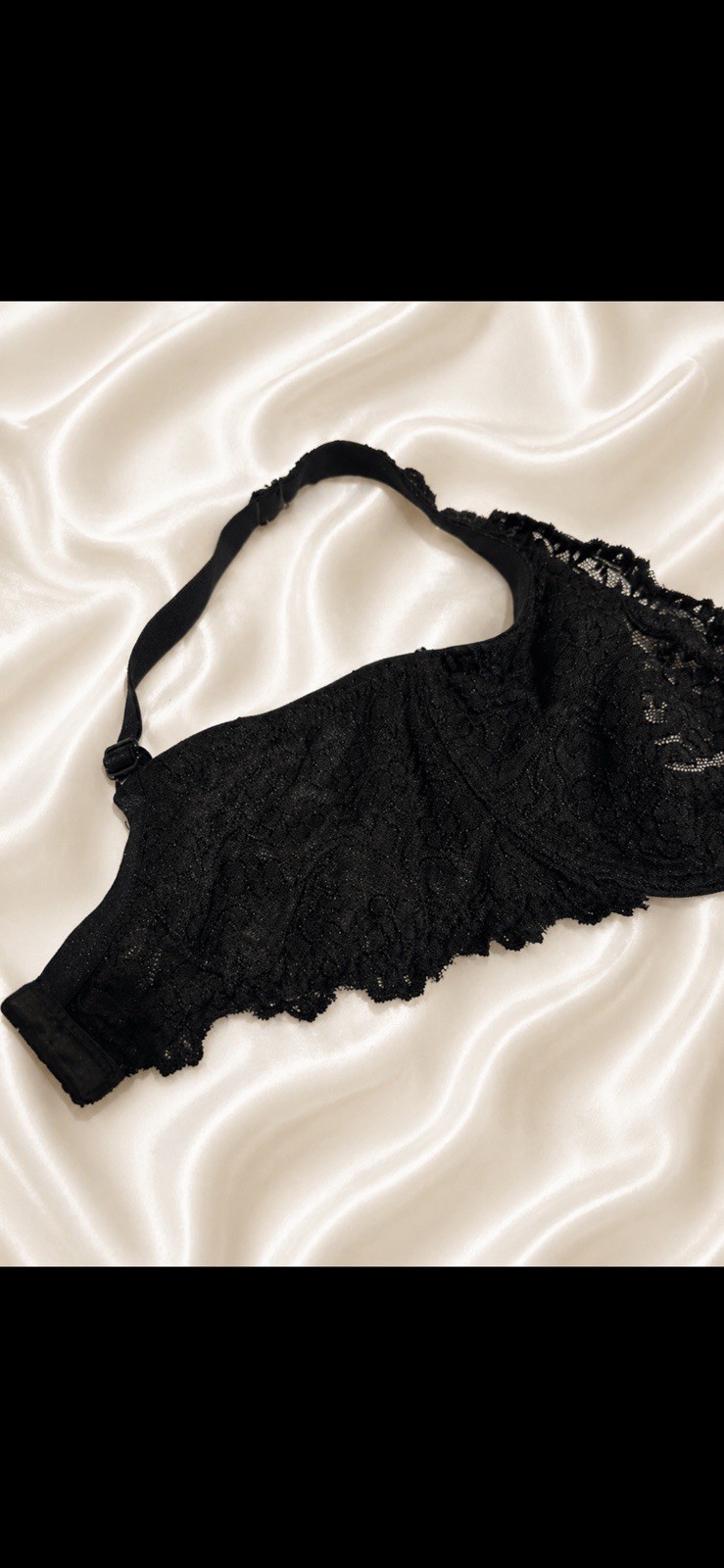 Vintage Smart & Sexy Black Lace Underwire Bra 38DD Floral Sheer late 1990s/Y2K❤️