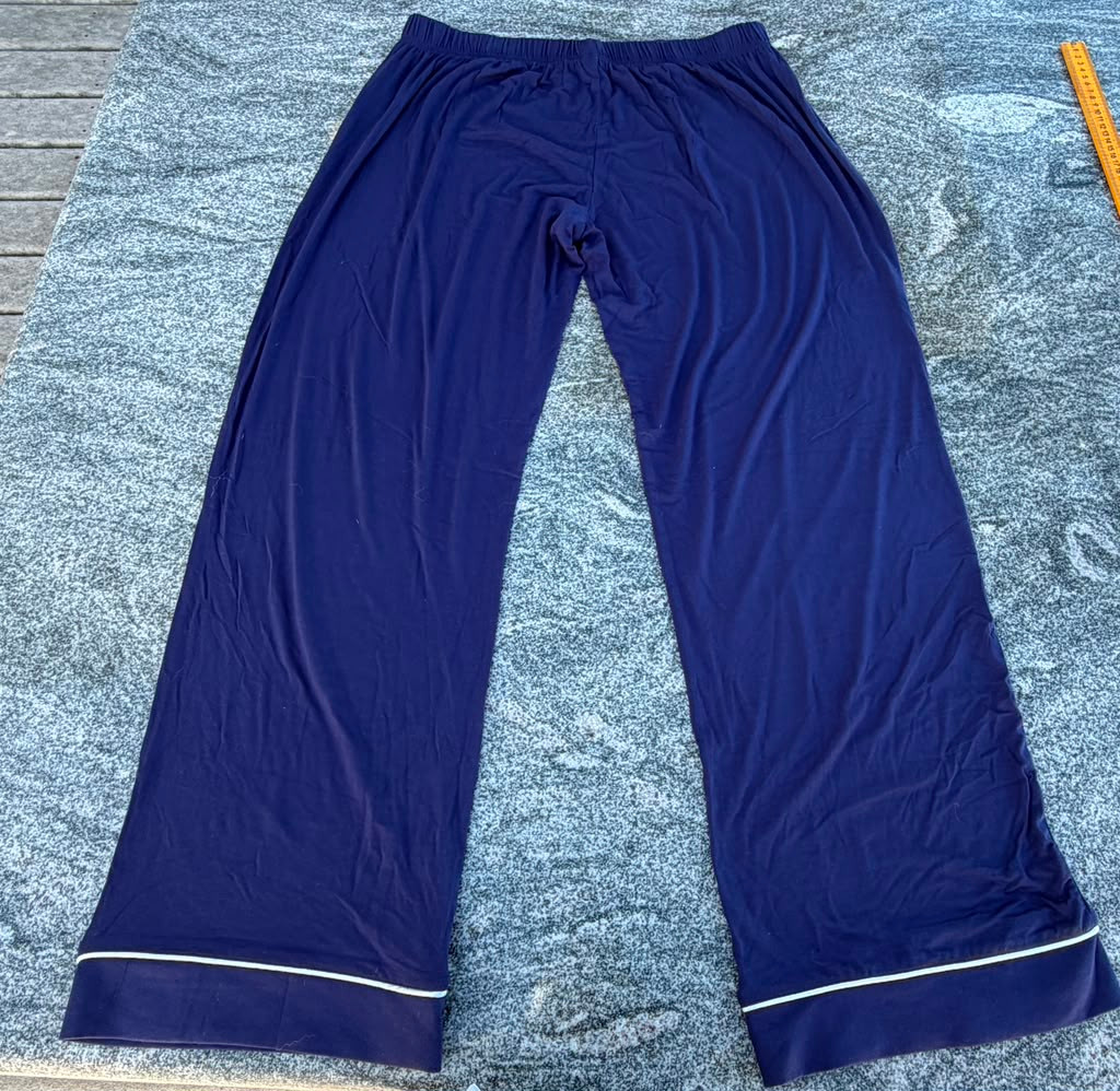 Vintage Navy Cotton Pajamas Set with White Piping, Unbranded, Size Medium