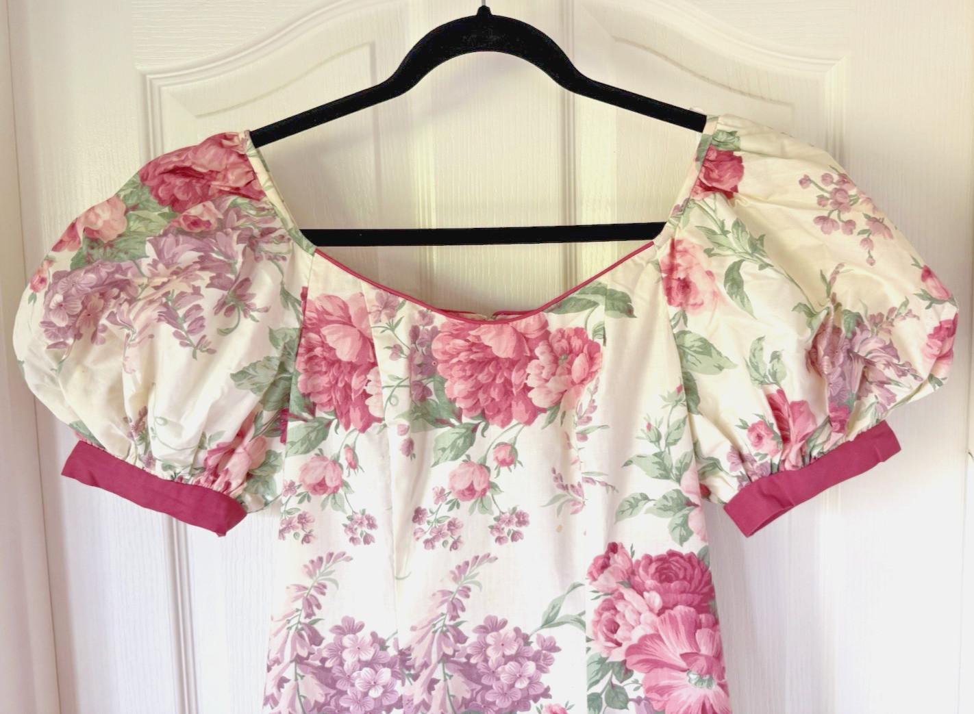 VTG 80&rsquo;s Hawaii Lola Jrs Women&rsquo;s Floral Roses/Lilacs Ruffle Midi/ Tea Dress Sz 7