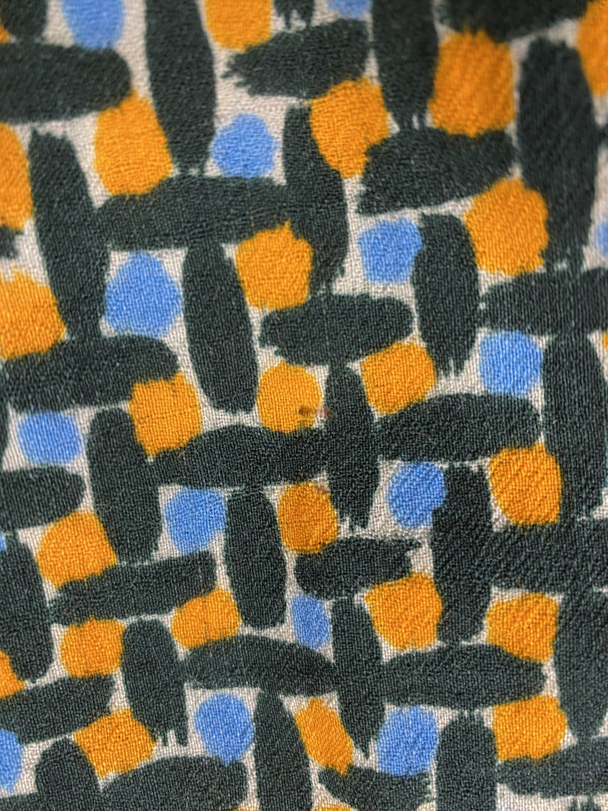 Yves Saint Laurent Fall 1973 Blue Yellow Print Flared Skirt FR 38 Vintage 1970’s