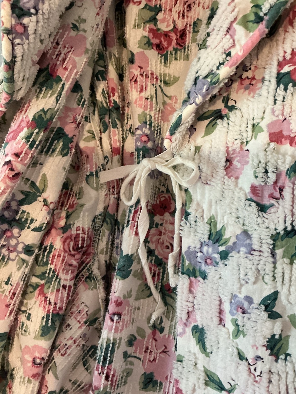 Vintage 60s Stan Herman Herbcraft Chenille Floral Belted Robe Women&rsquo;s Med/Large