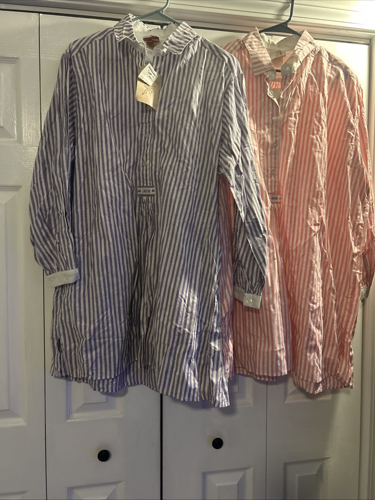 VTG Cherokee Striped Long Cottagecore Sleep Shirt Lot Of 3 NOS Deadstock 80s 90s