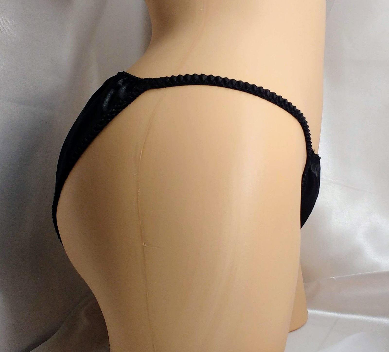 Black Satin String Bikini panties, classic style for women or men!