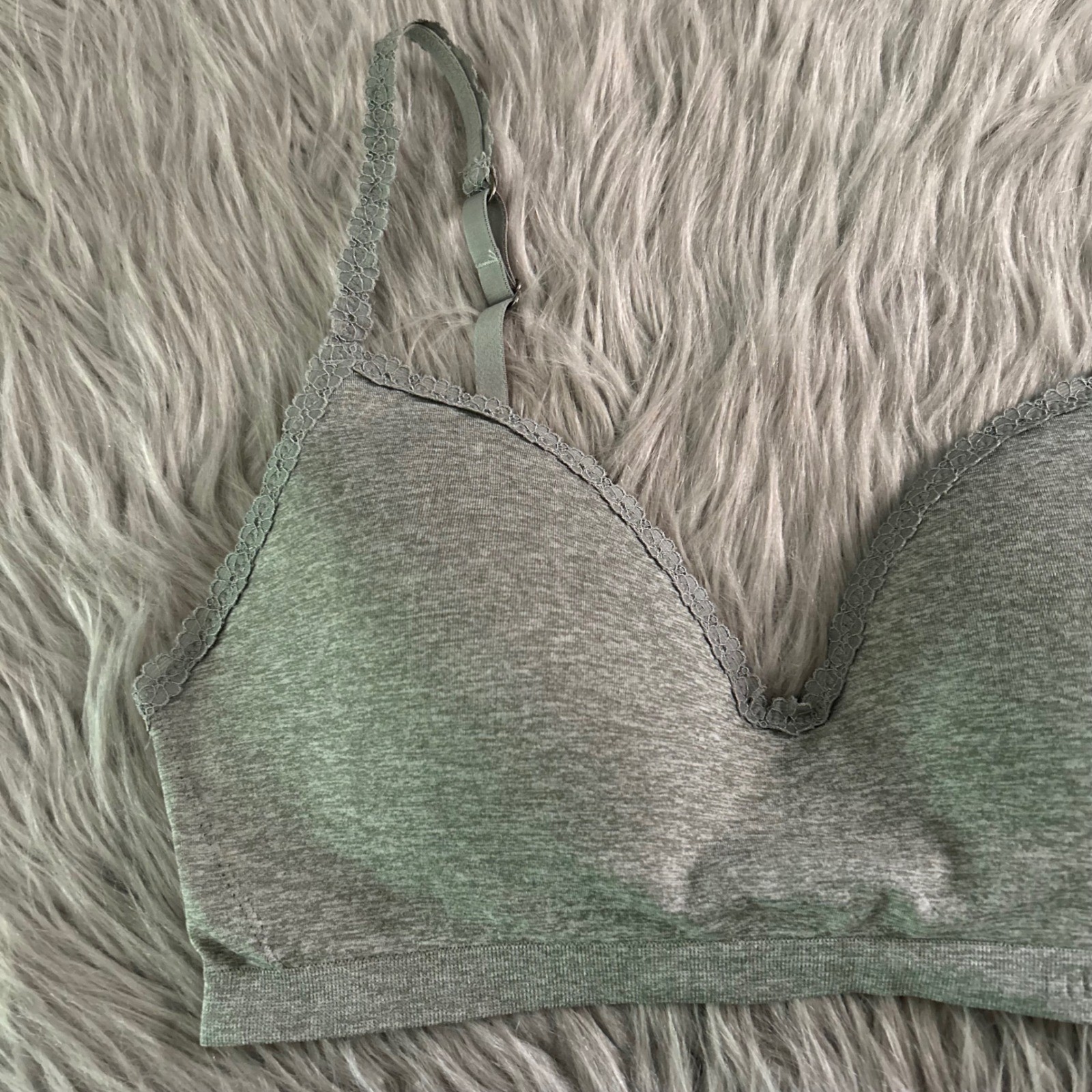 Lucky Brand Wireless Lightly Lined Bra Womens Size Large Gray Wirefree Bralette