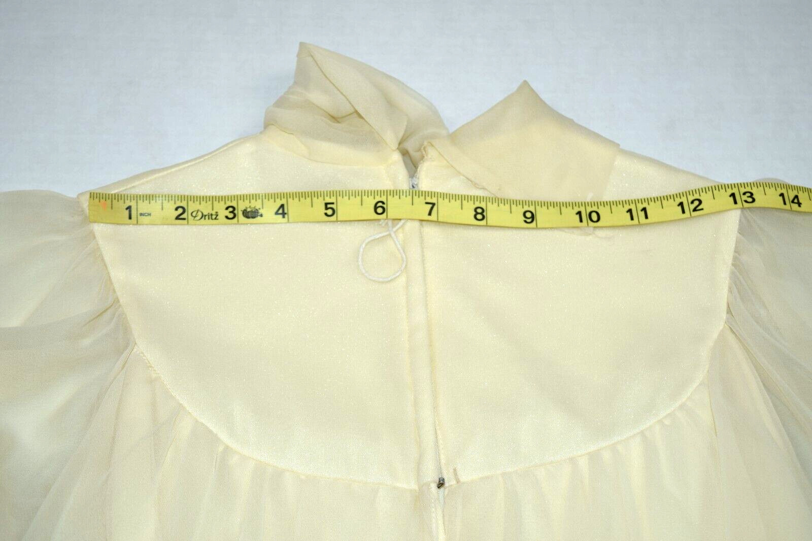 Vintage Dress Size S 50s Palest Yellow Sheen Sheer Batwing Sleeves Soft Flowy