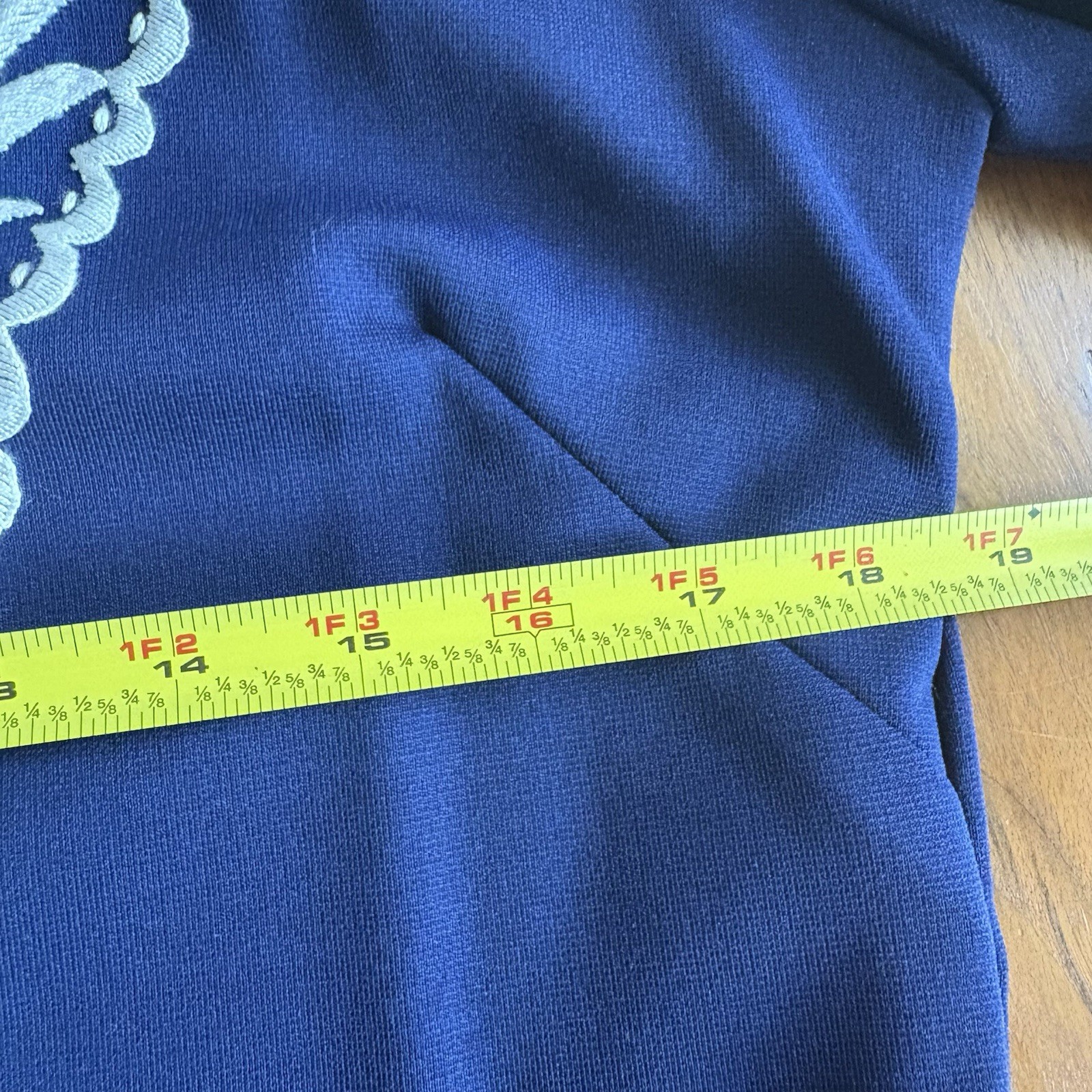 VTG Hand Embroidered Maxi Hostess Gown Dress 3/4 Bell Sleeves Knit 8-10 Bust 39&Prime;