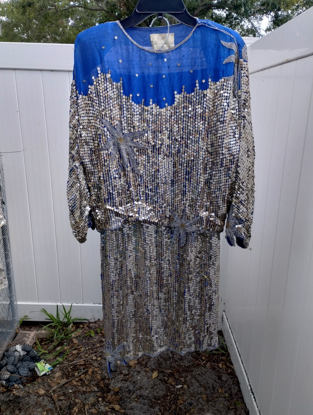 Vintage Lemieux Silver Sequin 2-Piece Skirt Set Art Deco Beaded Evening…