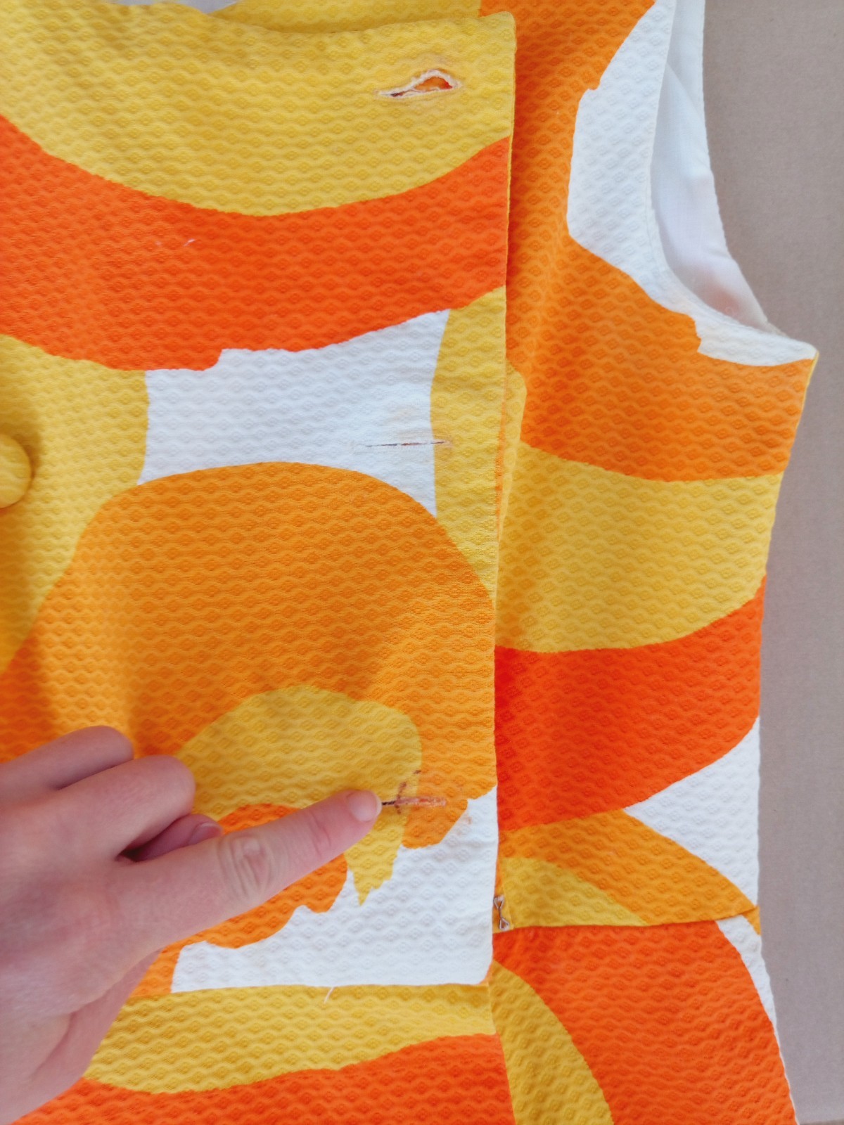 VTG Malia Hawaii 60s MCM Psychedelic Mod Gogo Mini Dress Atomic Orange SMALL