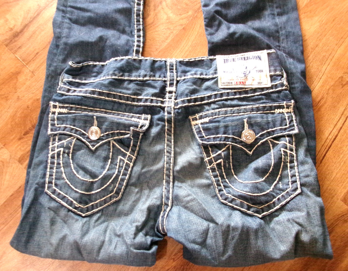 Vintage Y2K TRUE RELIGION Skinny Super T Stitch/Flap Pocket/Low Rise Jeans-Sz 33