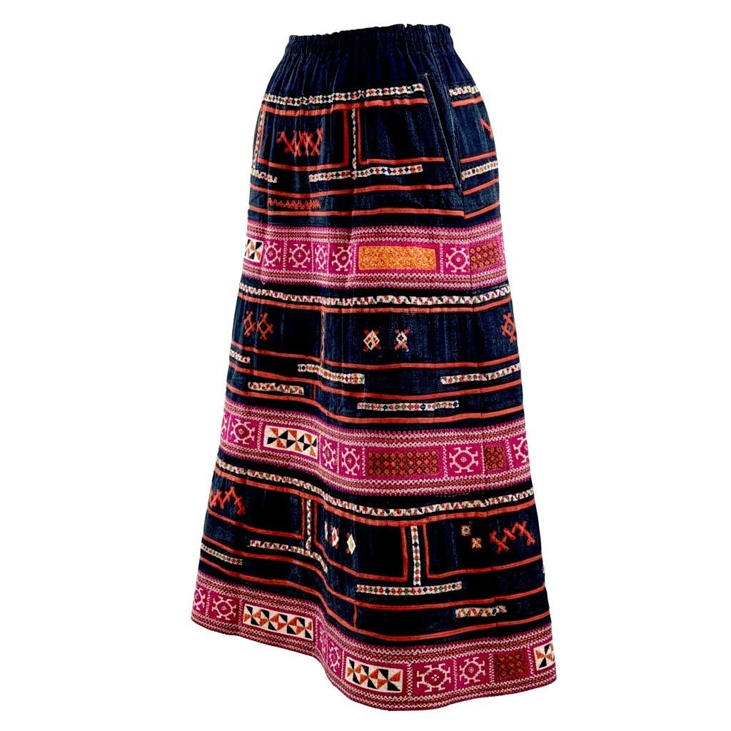 Handcrafted Vintage Embroidered & Applique Vietnamese Hills Hmong Tribal Skirt