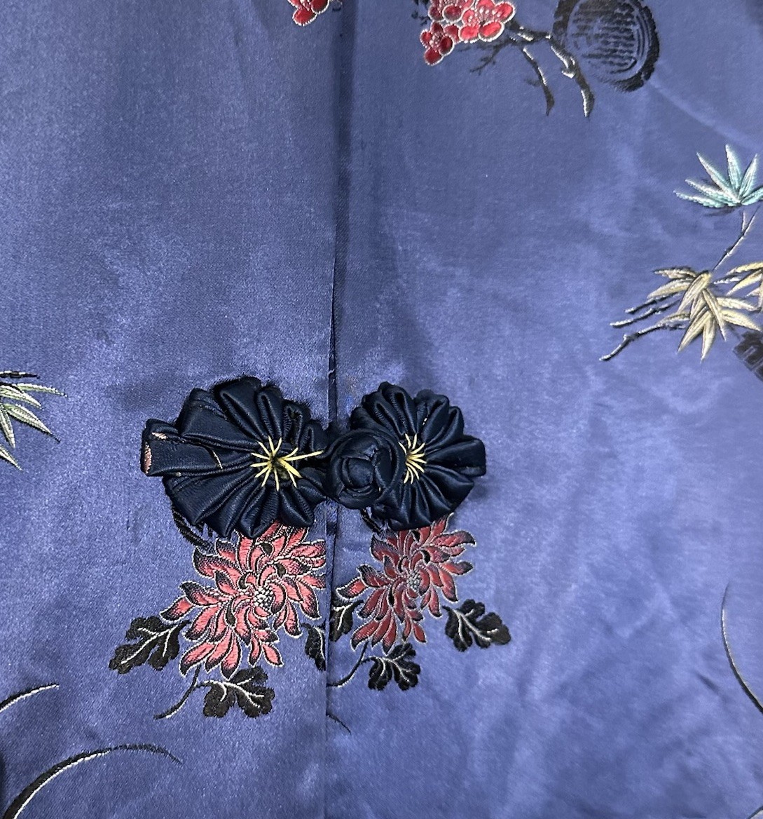 Kimono Robe Pockets, Blue ,Tailored Saigon Vietnam War Vintage 1966 Dress