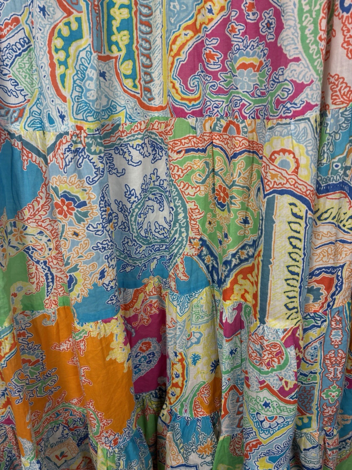 VTG Lauren Ralph Lauren y2k 90s Paisley Tiered Cotton Maxi Skirt M Boho Festival