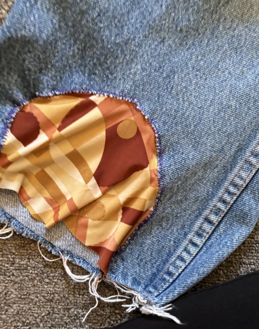 Vintage Sears Roebucks Patchwork Jeans No Size Tag Waist 28