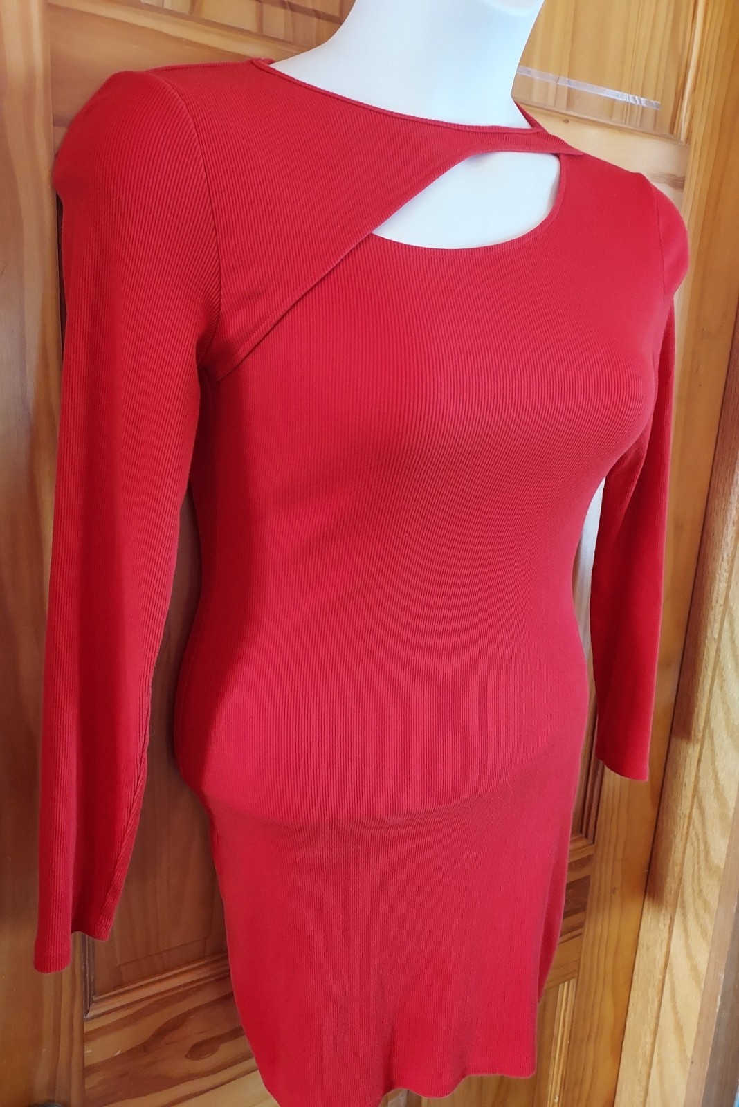 Vintage 80s Wild Fable asymmetrical Red Long Sleeve Dress Valentines Small