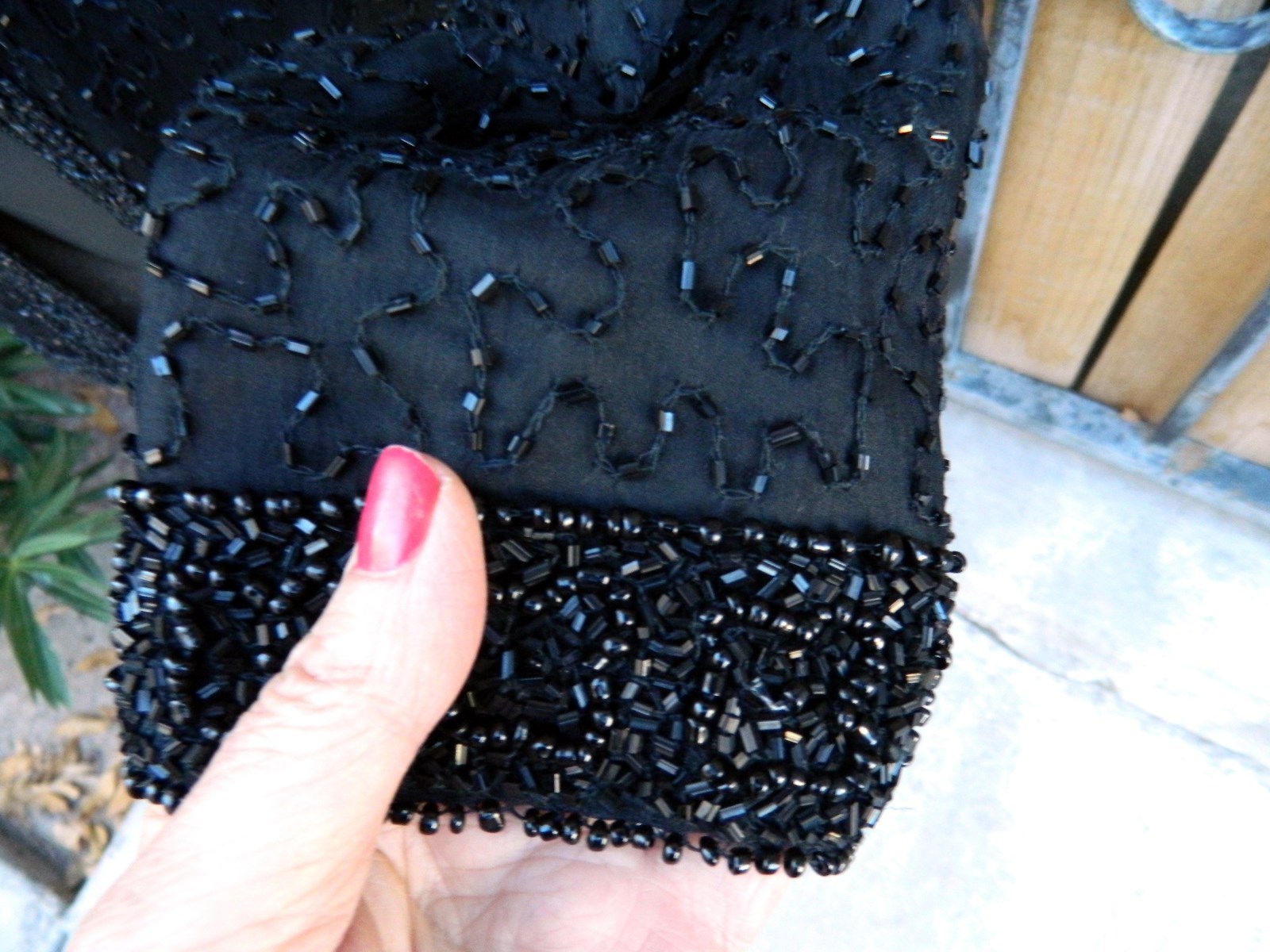 LAURENCE KAZAR BEADED SEQUINED JACKET BLACK SZ L VINTAGE 7 HOOK CLOSURE