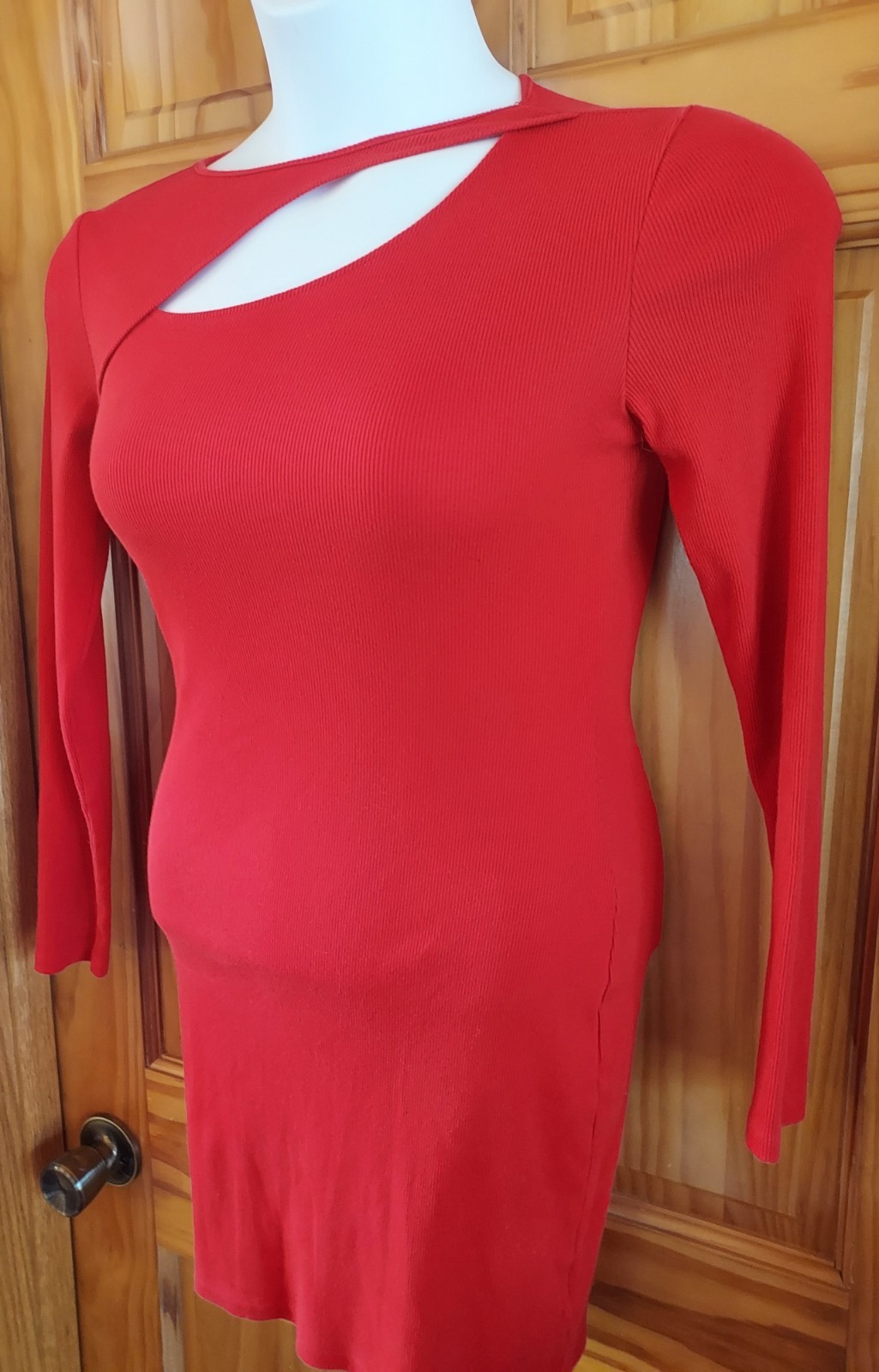 Vintage 80s Wild Fable asymmetrical Red Long Sleeve Dress Valentines Small
