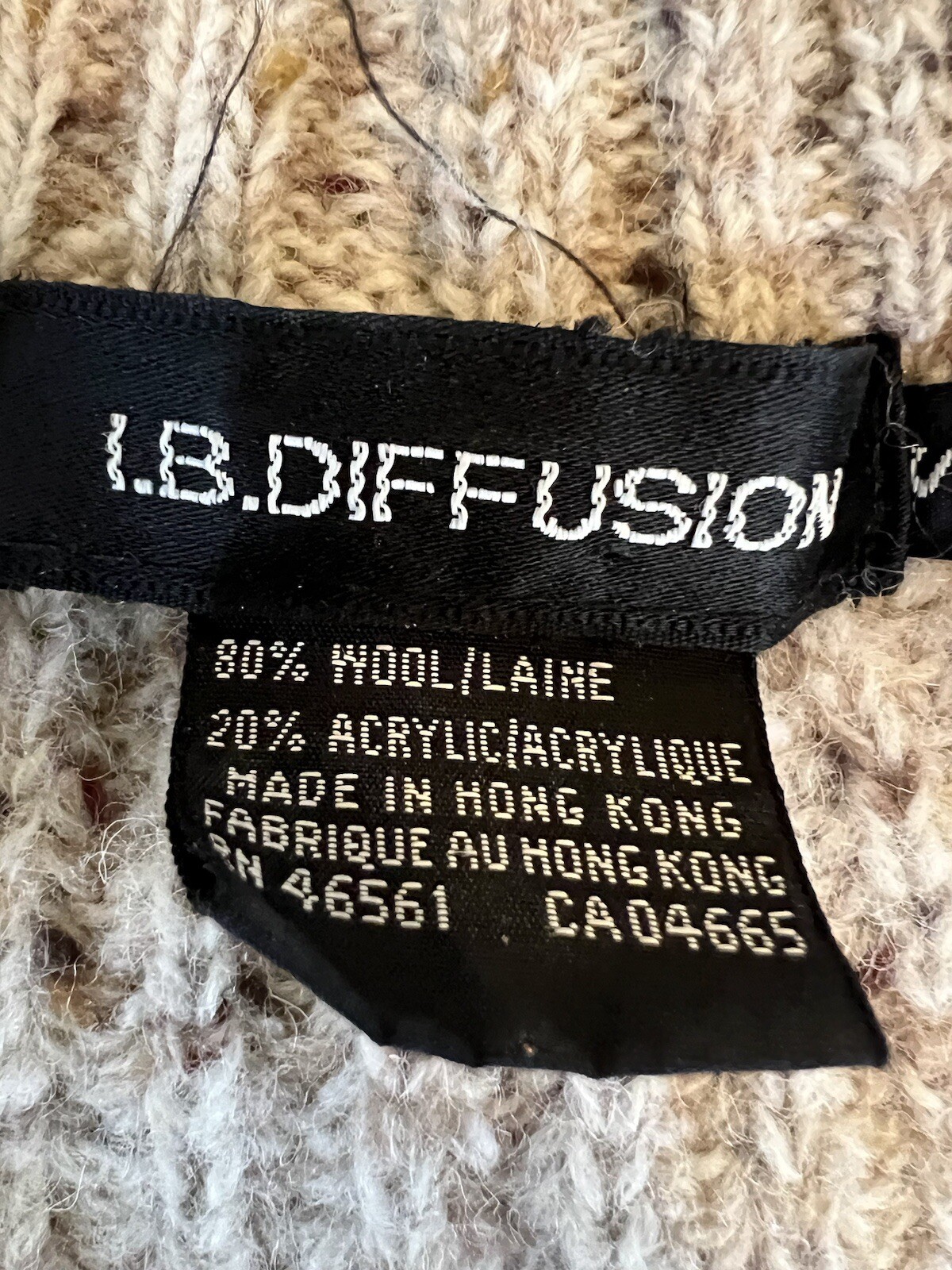 I.B. Diffusion Womens VTG Sweater Wrap Cardigan Oatmeal Chunky Wool Blend