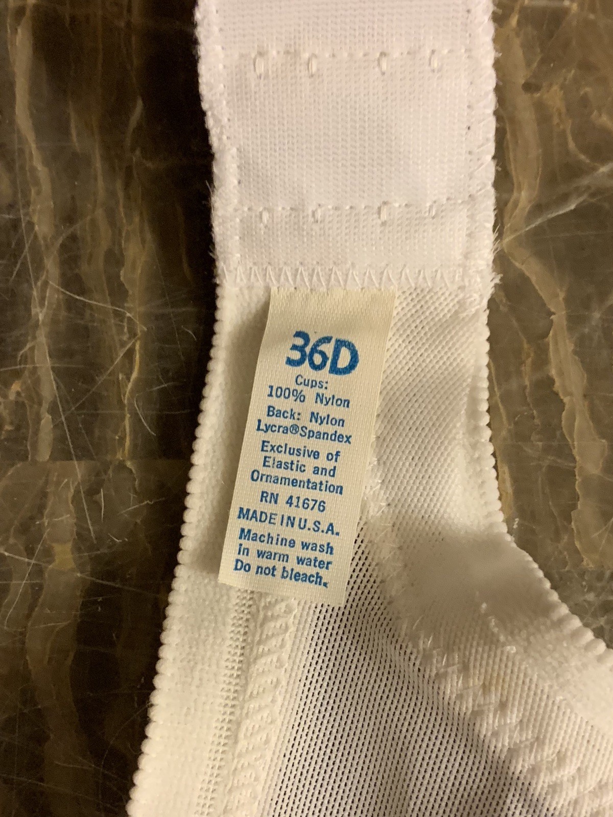 Vintage Bra Support Nylon Lycra Smooth Spandex White Adjustable 1970s NEW 36D