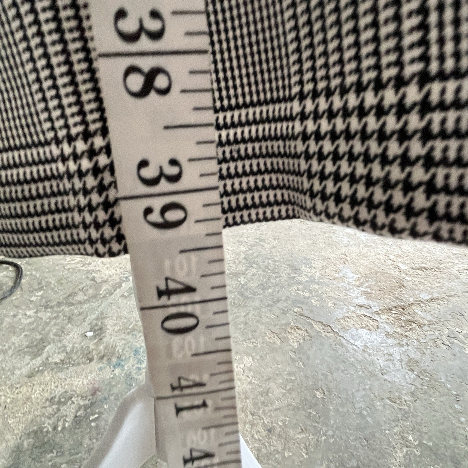 Vintage Sz 16 Classic Houndstooth Collard Shirt Dress Shoulder Pads Unlined USA