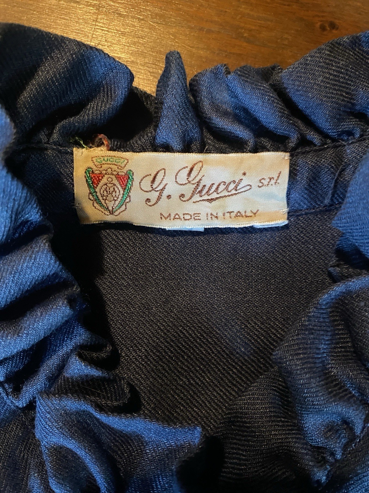 Gucci Vintage 1970&rsquo;s Ruffle Blouse Lightweight Wool/silk Blend