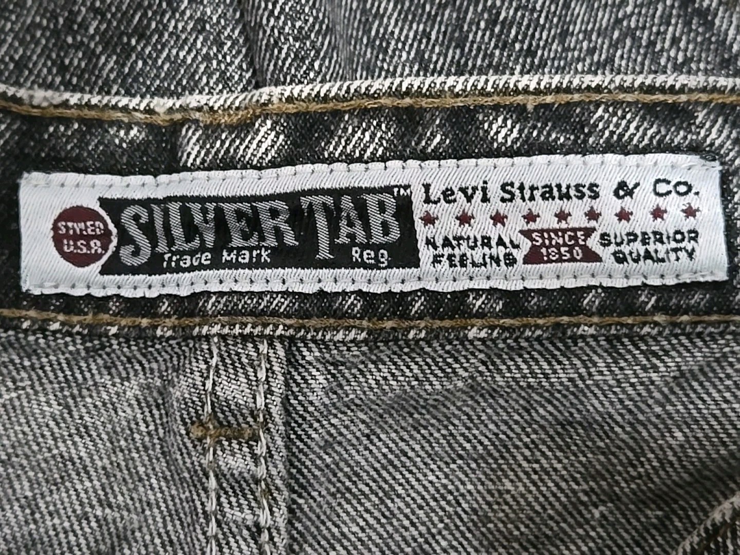 Vtg. Levi&rsquo;s Silver Tab Jeans Student W27xL28 Gray Acid Stone Wash Pleat Front