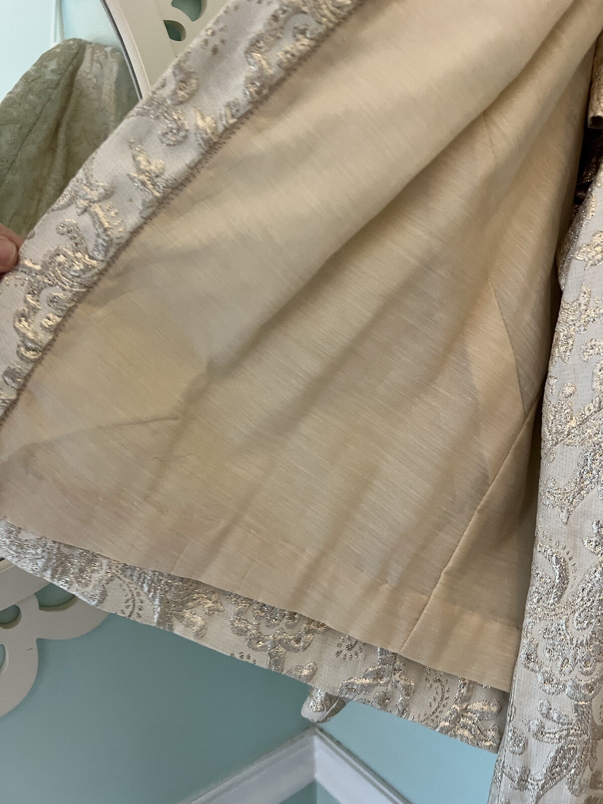 VTG. 1950&rsquo;s Gold CUSTOM MADE – Brocade shift Dress And Jacket Medium