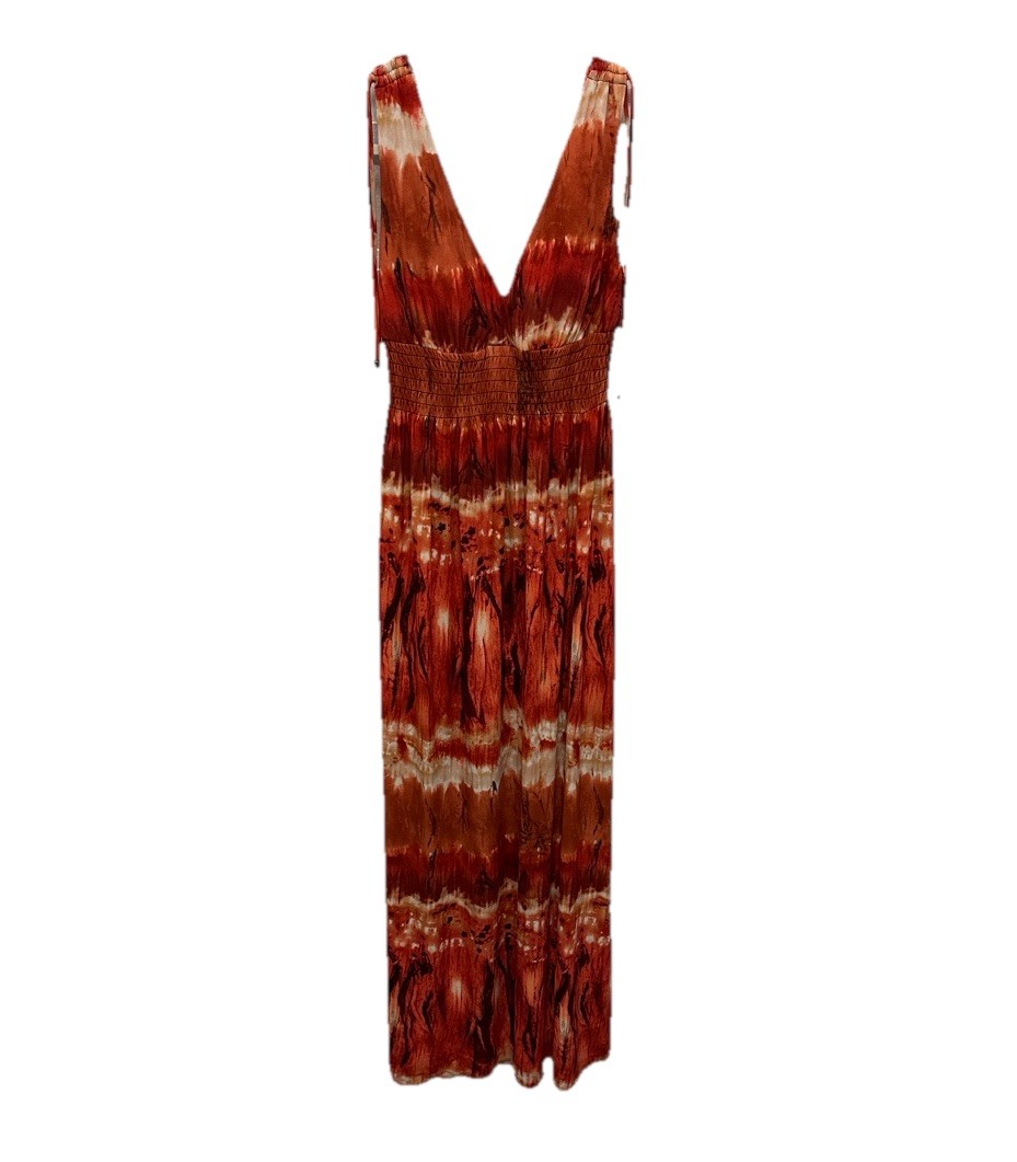 Bisou Bisou Women&rsquo;s Maxi Vintage 90s Deep V Dress Size 6 Tie Dye Stretch Boho