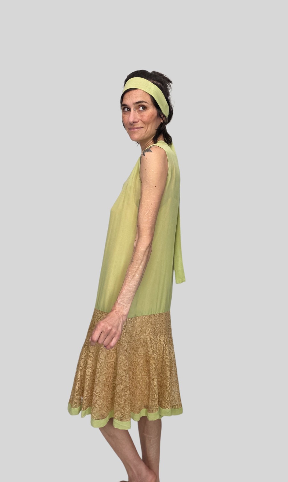 1920s Inspired Silk Chiffon Lace Costume Ensemble | 4 Piece Gatsby Set |…