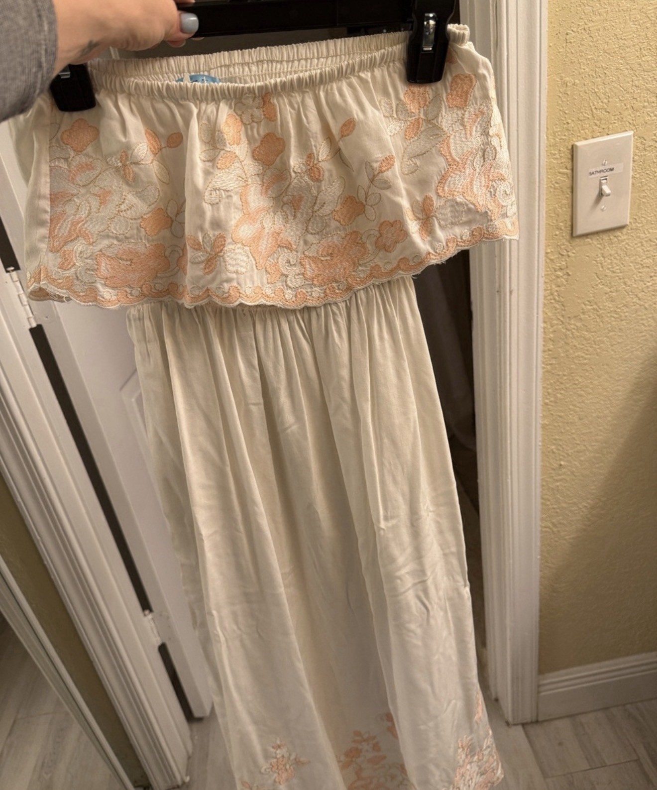 Soline Sure Swim XS Petticoat Skirt White & Peach Embroidered Design