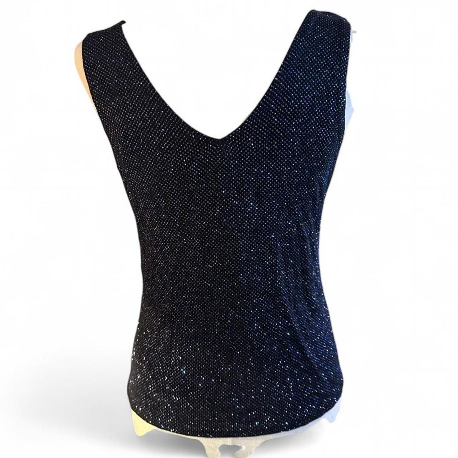Studio Y Sparkling Navy V-Neck Slinky Tank Top