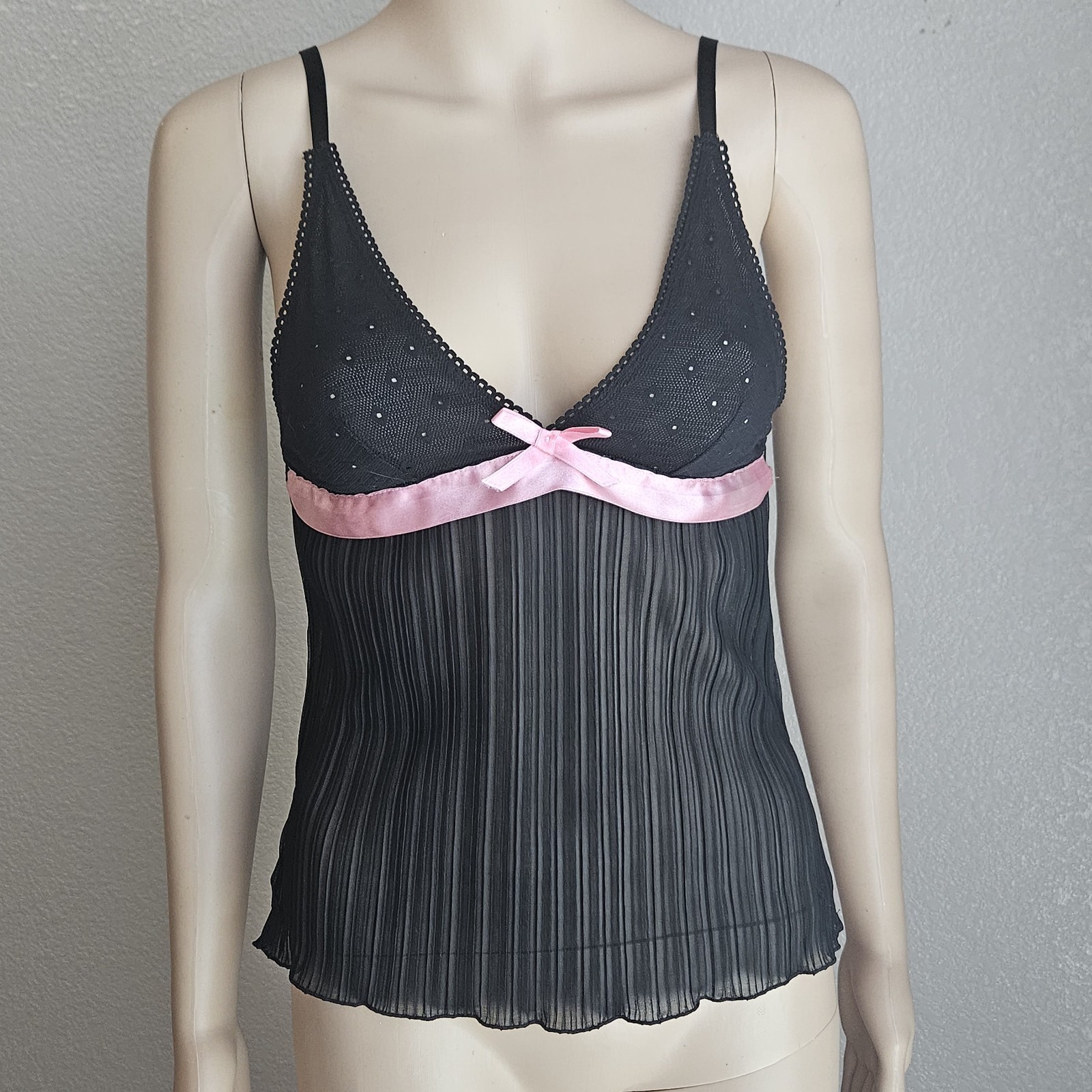 Vintage Y2K Sheer Black Cami Victoria&rsquo;s Secret Sz S