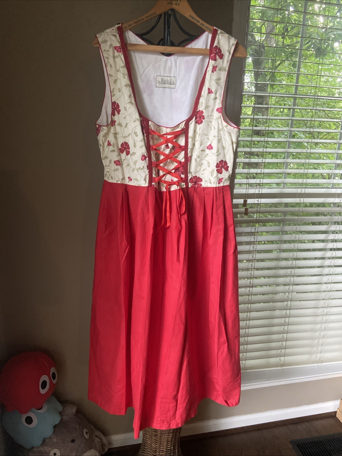 Vintage Lukäs Trachten Dirndl Dress Floral Lace-Up Cottagecore Oktoberfest