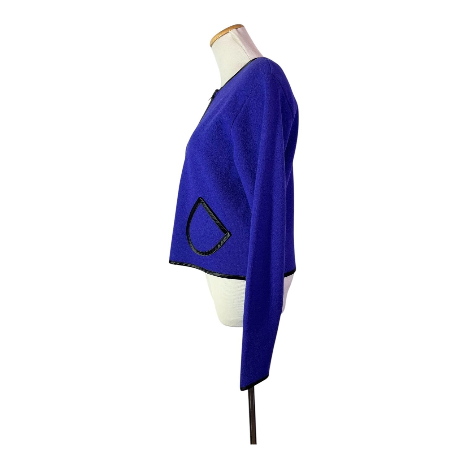 Vintage Doncaster Size M Violet Boiled Wool Jacket Full Zip Satin Trim