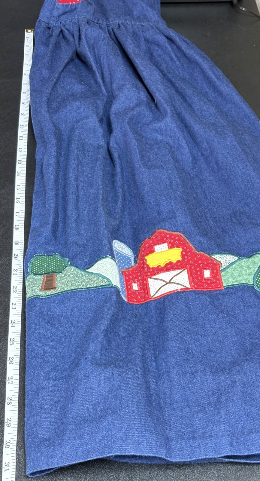 Vintage Betsys Things Farm Barn Applique Jumper Dress Cottagecore Teacher No Tag