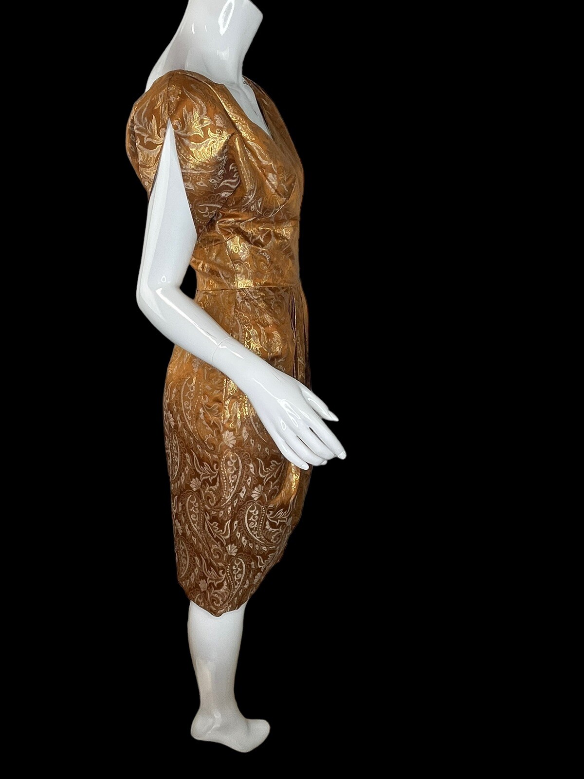 Rare Vintage 1950&rsquo;s Sylvan Rich for Martini Copper Gold Metallic Dress Wiggle