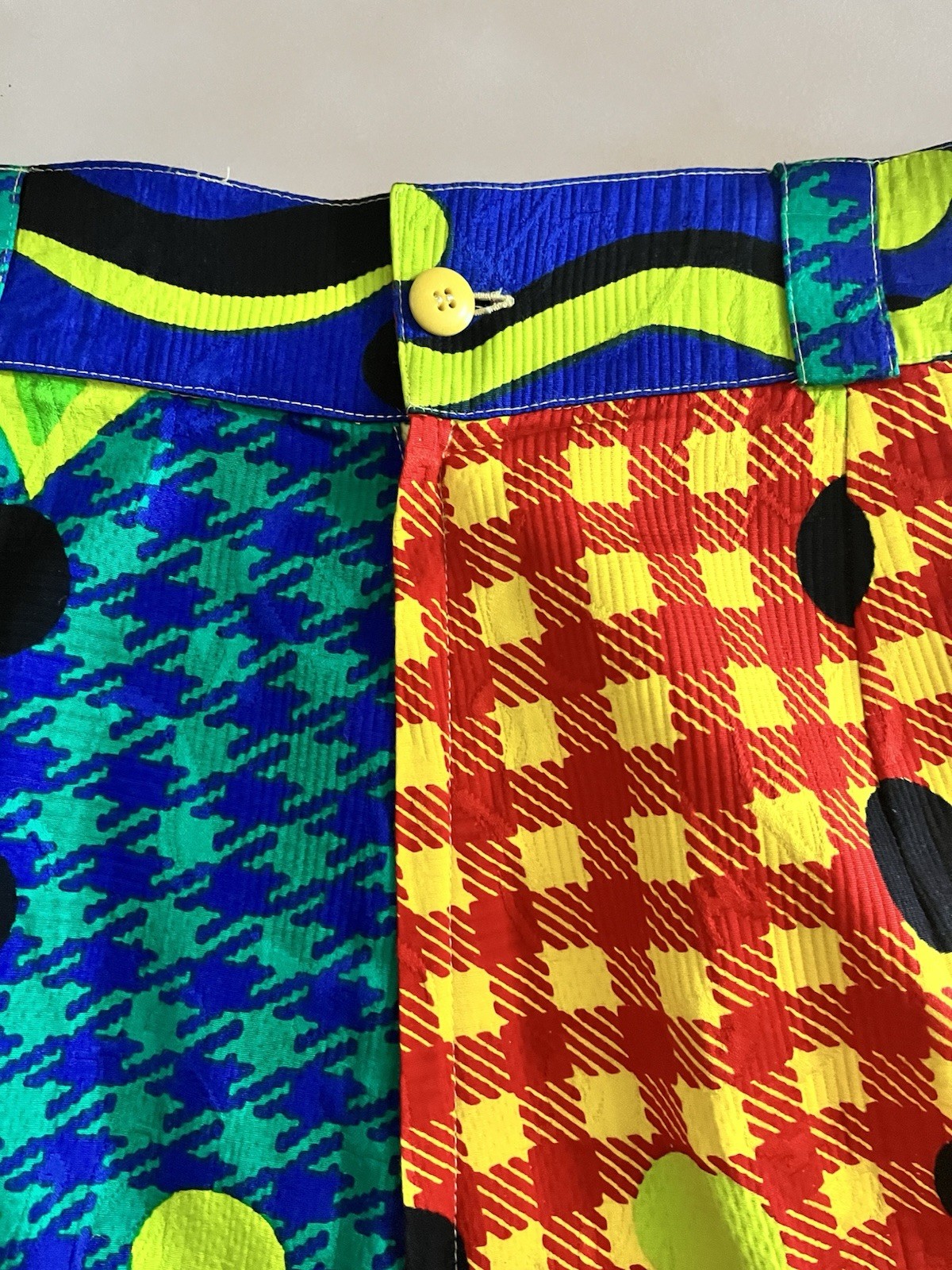 Vintage VERSACE Couture Colorful Abstract Pattern Shorts, Size 46, Signed