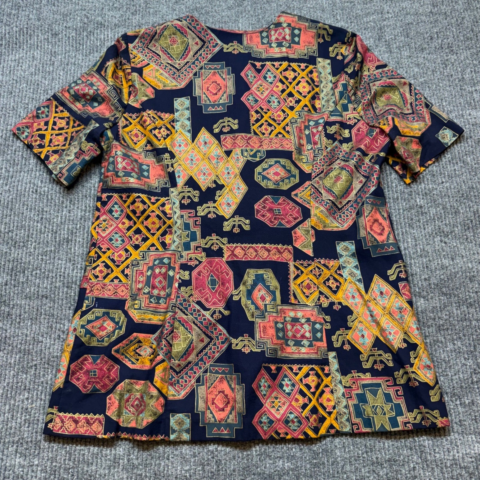Vintage Jeffrey & Dara Geometric Blouse 14 Artsy Eclectic Careerwear 80s 90s Top