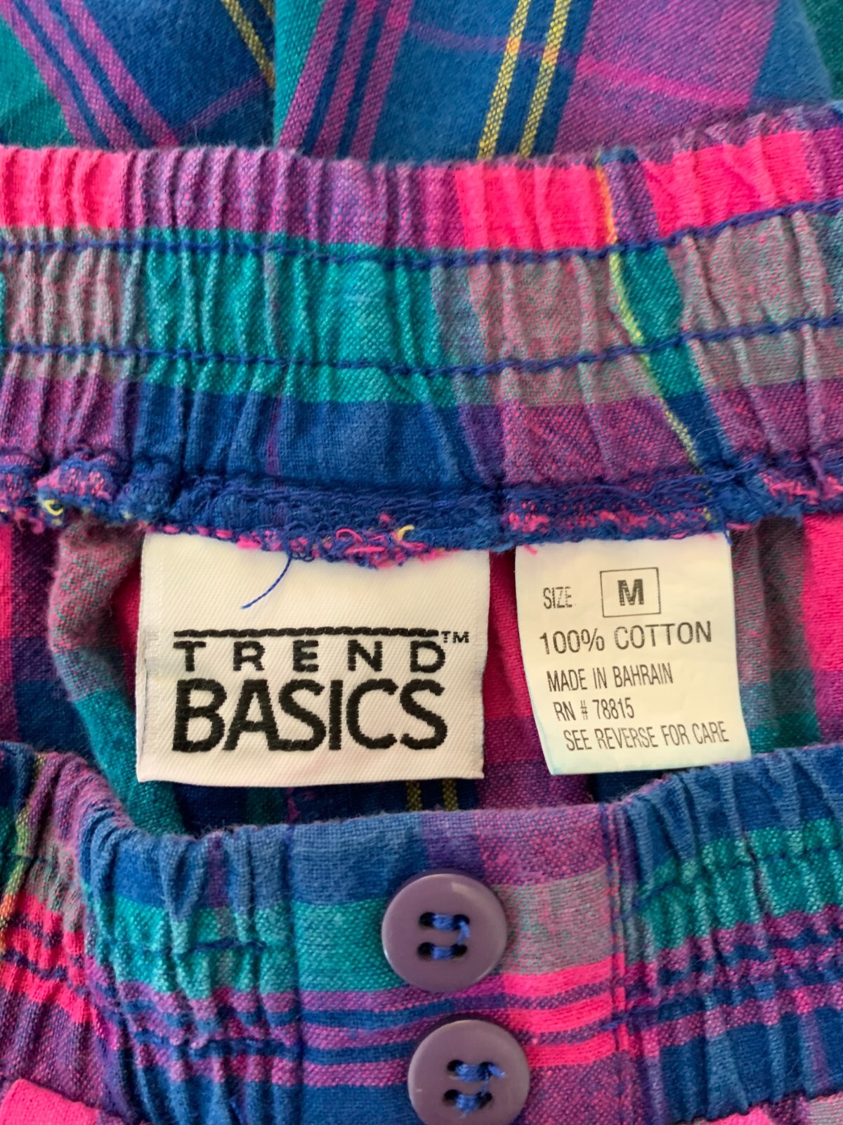 Vintage 1990’s Trend Basics 2 Piece Short Set Cropped Plaid Pink Purple M/L