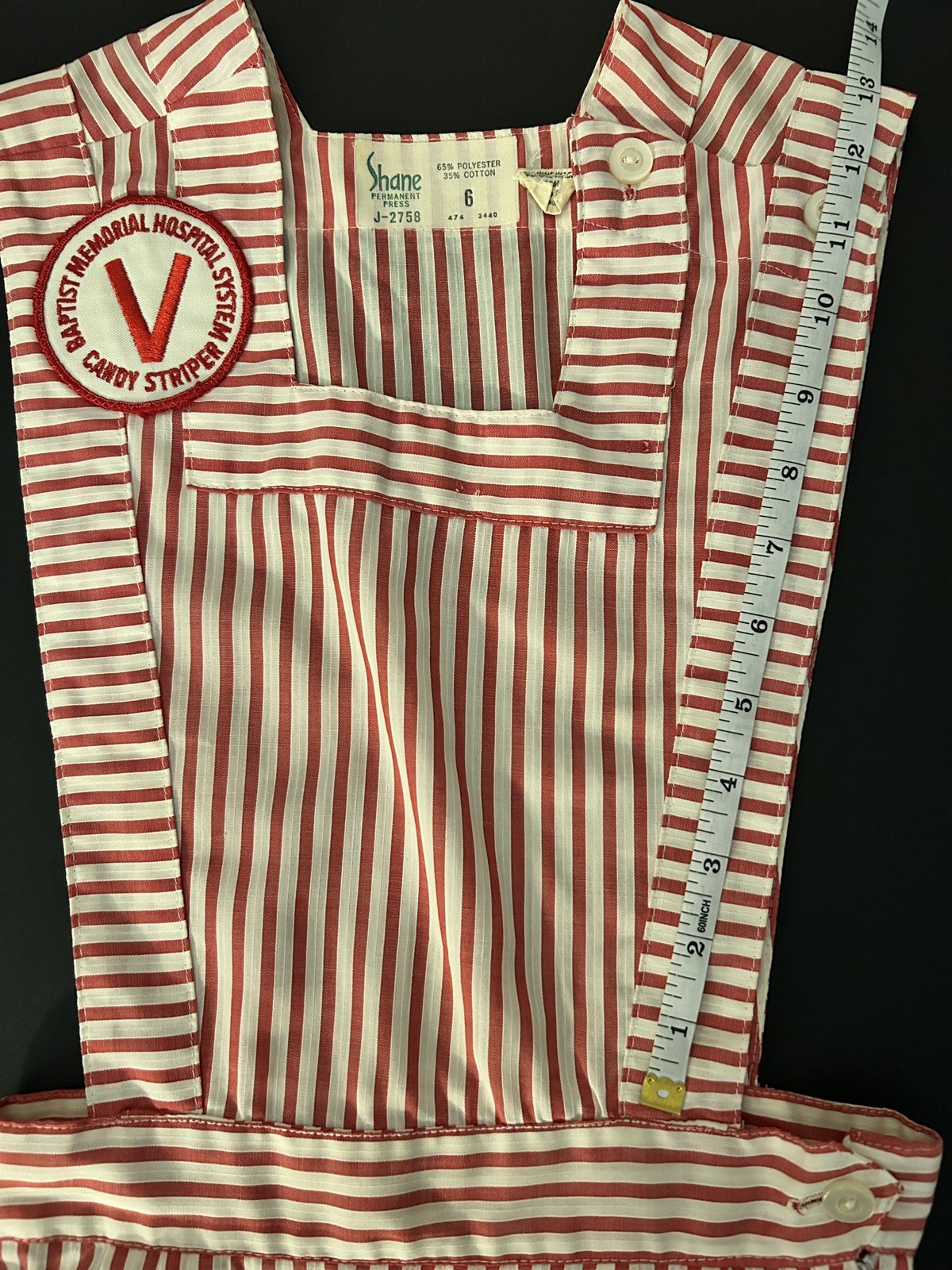 Vintage Candy Striper Uniform Apron Dress Size 6 X-Small Nurse USA FREE SHIPPING