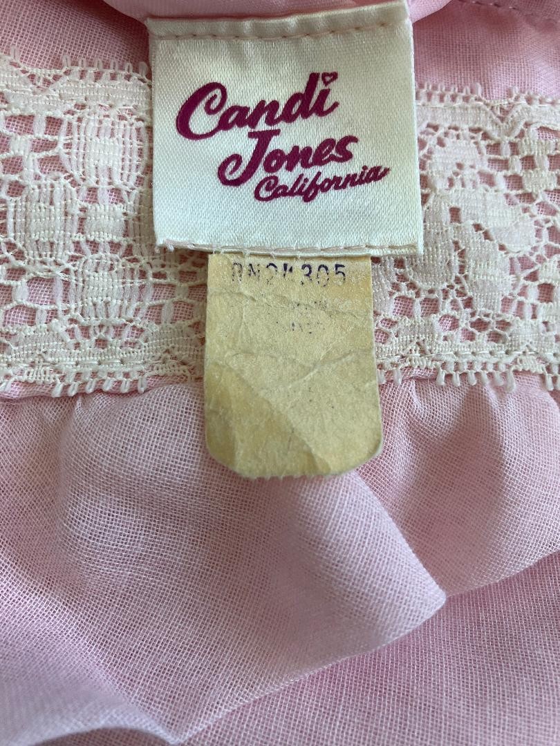 70&rsquo;s Vintage Candi Jones California Pink Princess Ivory Lace Prairie Maxi Dress