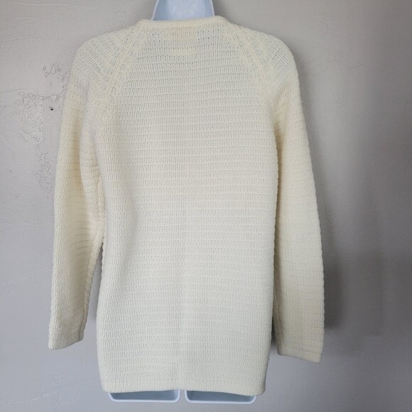 Full Fashioned Vintage Ivory Knit Cardigan Button Up 100% Virgin Acrylic Fibers